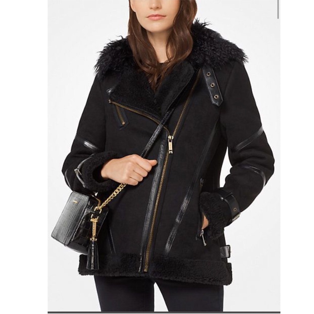 Michael Michael Kors Faux-Shearling Coat black